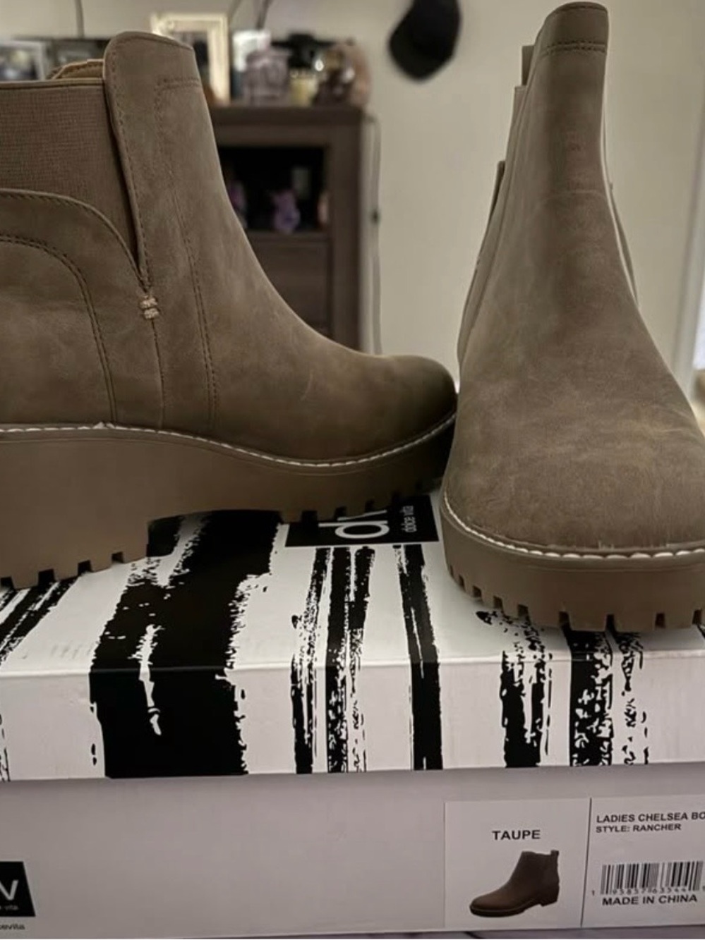 Dolce Vita Taupe Suede Chelsea Platform Booties